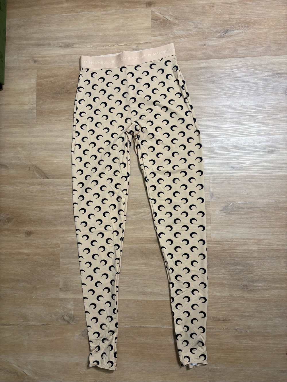 Marine Serre Beige Crescent-Print Leggings